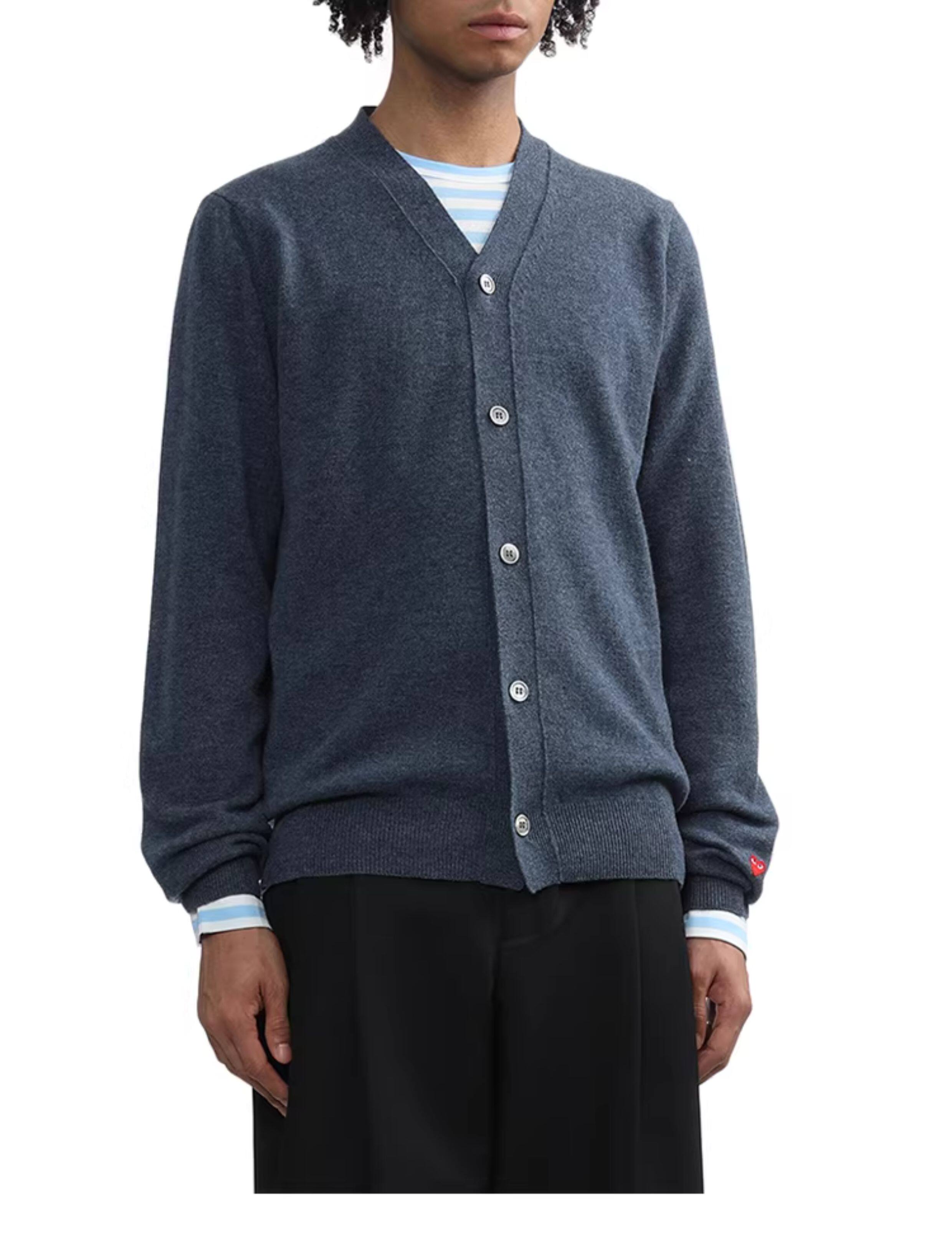 IT CDG PLAY COMME des GARCONСычуань кубо Затянувшись мужской вязание кардиган простой шерсть Рубашка i.t 