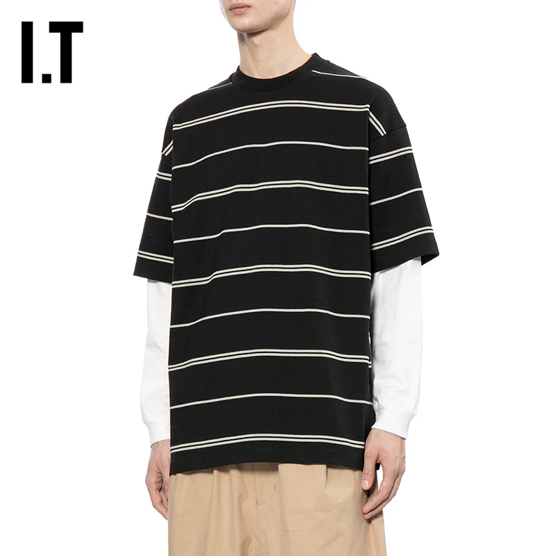 IT CDG COMME des GARCONS HOMME мужская фейковая двухдетная полосатая длинно-рукавная футболка с энергетическим городским стилем