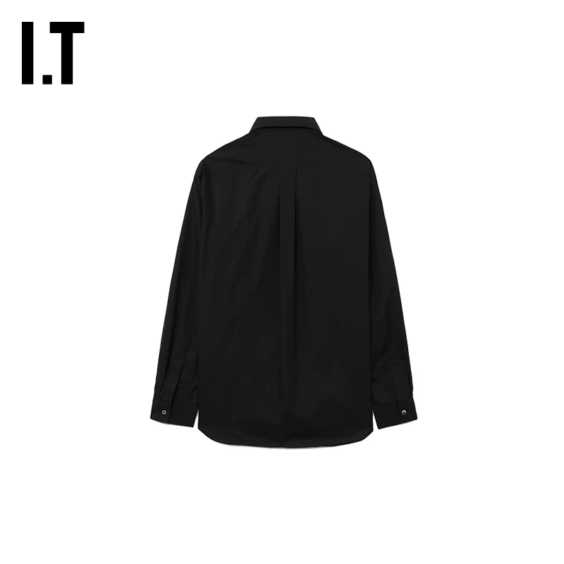 ИТ CDG COMME des GARCONS HOMME BLACK рубашка с длинным рукавом однотонная с заклепками парный ремешок