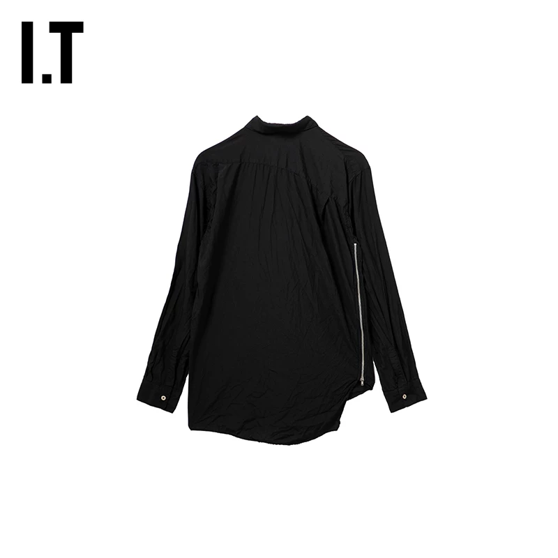 IT CDG COMME des GARCONS SHIRT мужская асимметричная рубашка с длинными рукавами и боковыми молниями