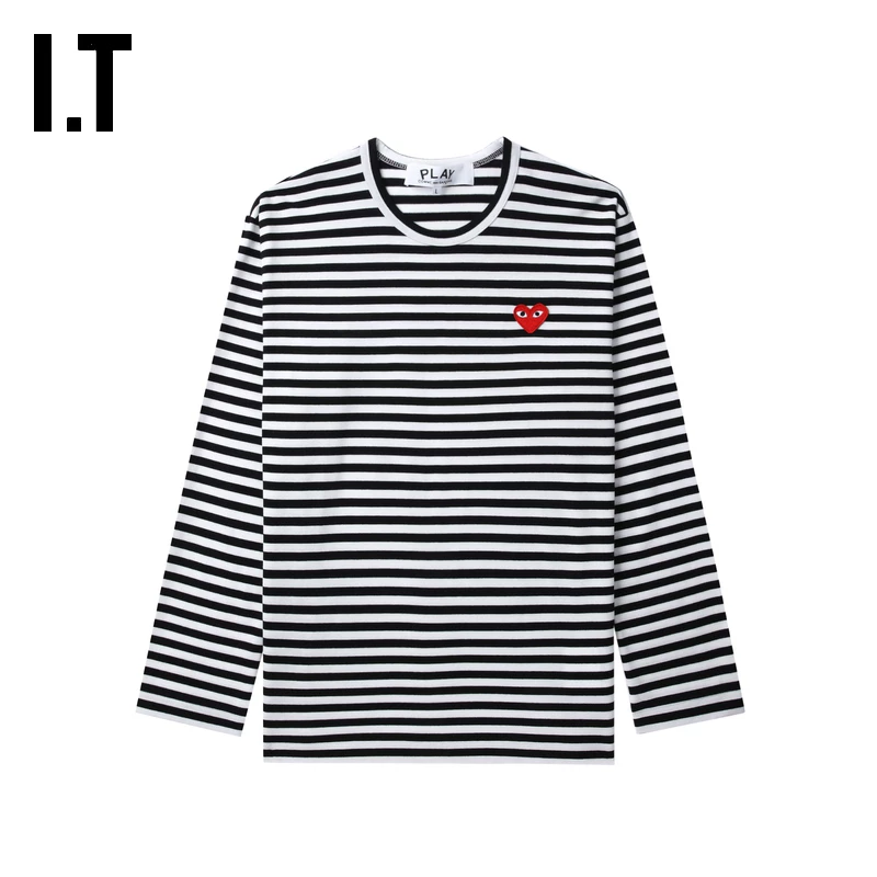 IT CDG PLAY COMME des GARCONS Kawakubo Rei пара striped длинными рукавами футболка освежающая и модная