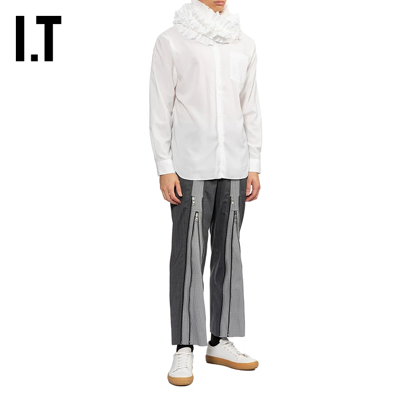 IT CDG COMME des GARCONS HOMME PLUS мужская рубашка с волнистым воротником и длинными рукавами, новый стиль