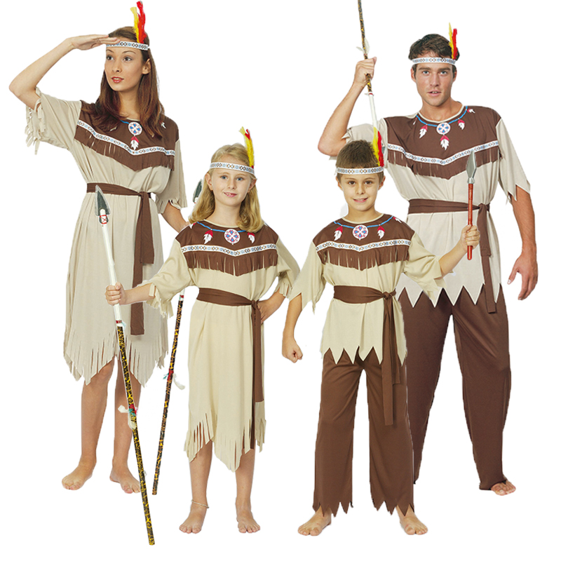 cosplay Female Indian Parent-child Show Costume Halloween Adult Male Indigenous Primitive Wildlings Clothes