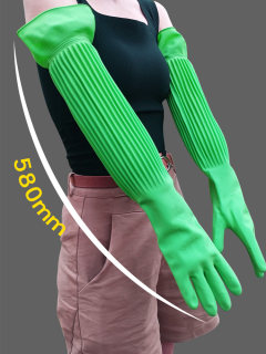 Rubber 58cm lengthened to the shoulder, flexible dishwashing waterproof acid and alkali resistant housework waterproof laundry gloves