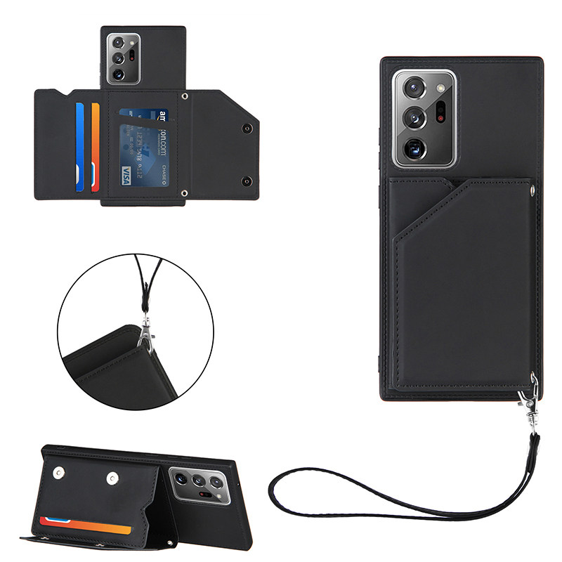 High-grade suitable for Samsung s22ultra mobile phone protective shell card bag hand rope anti-fall s21 coin purse s21FE soft shell s20 simple s22 business leather note20ul