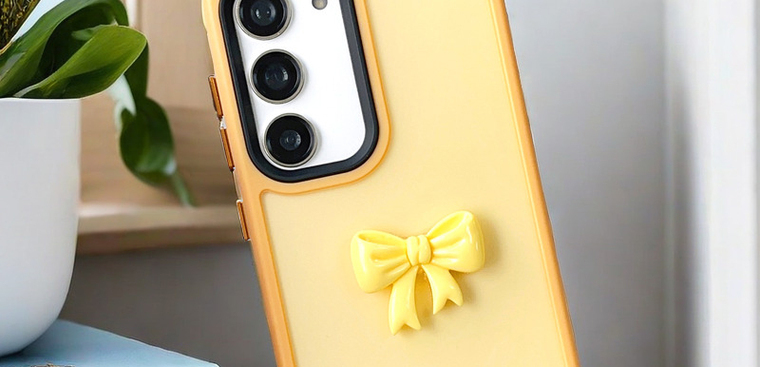 Cute Yellow Ribbon For Girls S24, S24 Plus, S24 Ultra, S23, S23 Plus, S23 Ultra, S22, S22 Plus, S22 Ultra Samsung Phone Case