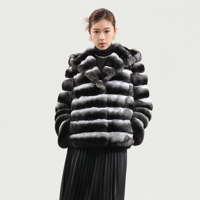 Bello Fur C225234 Original Color Xxxd Grade Blue-Violet Hooded Elegant Simple Versatile Fur Coat Bello Fur C225234 Original Color Xxxd Grade Blue-Violet Hooded Elegant Simple Versatile Fur Coat