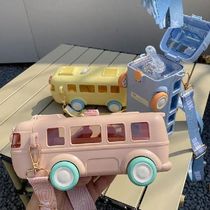 Cute Water Bottle With Strap Toy bus Portable Water Cups