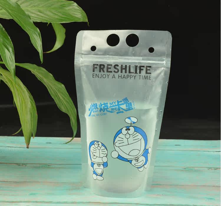Напитков упаковки 饮料袋果汁奶茶袋血浆饮料创意网红一次性自封带吸嘴便捷外卖袋子