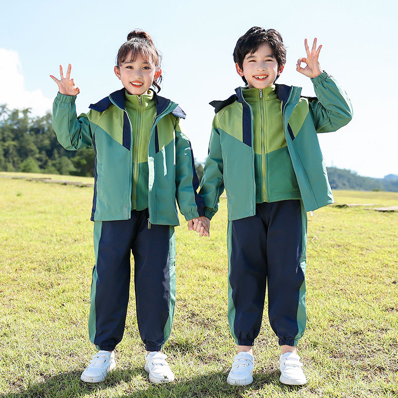 Kindergarten uniforms autumn and winter jackets three-in-one British style graduation photo class uniforms thickened autumn primary school uniforms