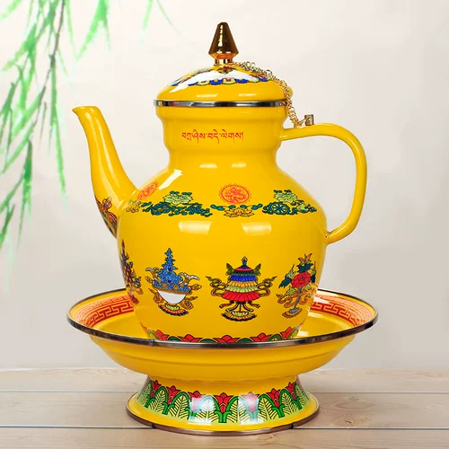 Восемь Jijinxiang Gae Pot Emamel Эмалевая Эмале из Изумрудная восемь сокровищ Буддийский храм тибетский национальный