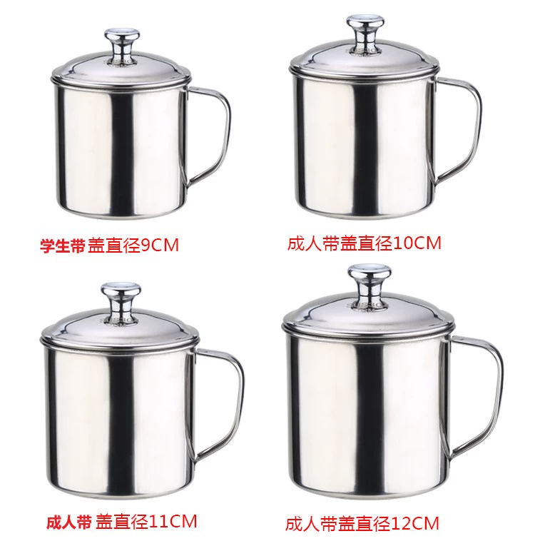 304 inox miệng cốc nước cốc trà xi lanh trẻ em mẫu giáo tiểu học có nắp có tay cầm cốc sữa chữ - Tách