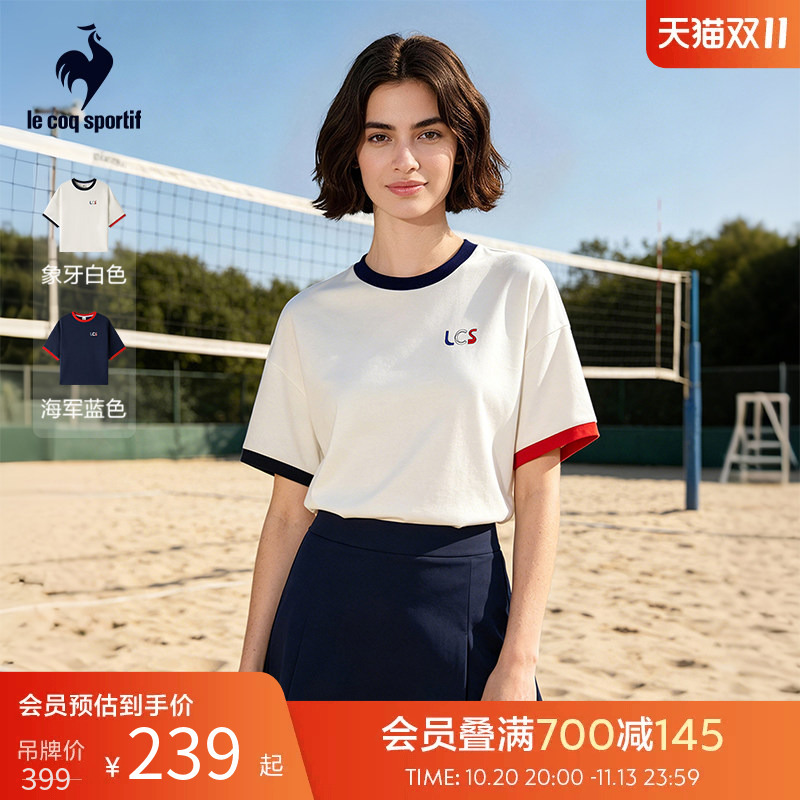 Lecaco French Rooster 2026 Spring/Summer Women's Color-Block Short-Sleeve Simple Classic T-Shirt Fashionable and Versatile Lecaco French Rooster 2026 Spring/Summer Women's Color-Block Short-Sleeve Simple Classic T-Shirt Fashionable and Versatile