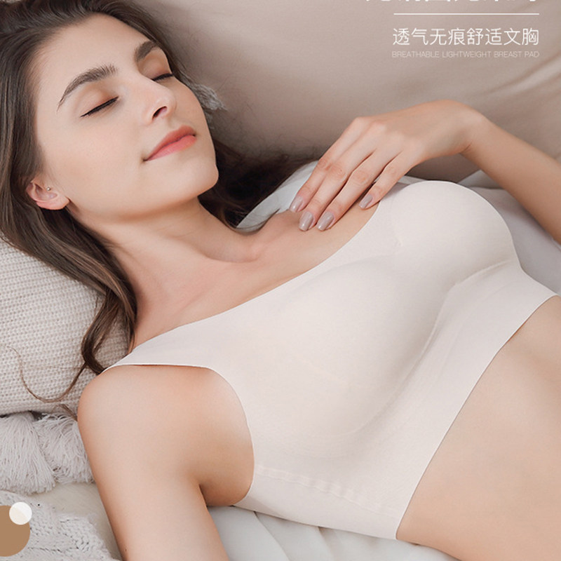 Summer thin ice silk gather sleep bra without steel ring underwear bottoming camisole tube top wrap chest girl student