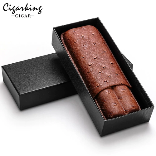 Сигарная сигарная установка Портативная переносная страусильная кожа увлажняет сигарная сигара с кожей гладкой