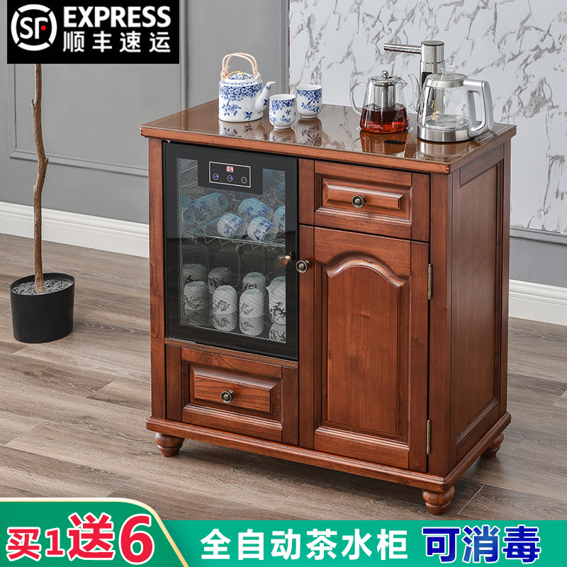 Tea bar cabinet sub-home living room fully automatic intelligent solid wood drinking water dispenser with disinfection integrated cabinet new Chinese high-end-Taobao