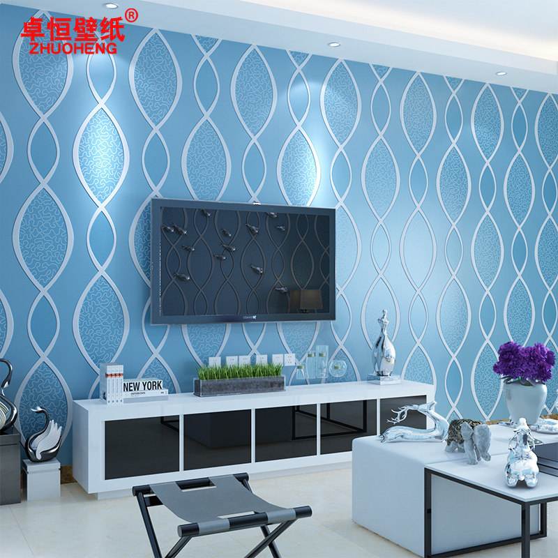 Modern minimalist TV background wall paper 3d stereo bedroom living room corrugated stripe wallpaper fashion home improvement