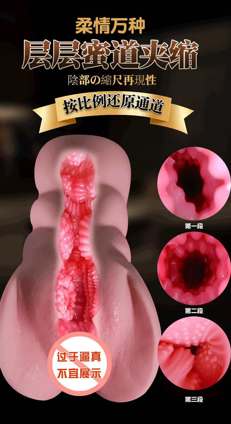 Male Masturbation Device Aircraft Cup with Realistic Vaginal Mold, Manual TPE Stroker — detail image 1