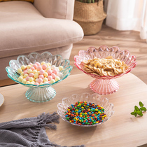 Transparent fruit plate Household coffee table storage living room candy plate Snack melon seed plate Plastic base creative dried fruit plate