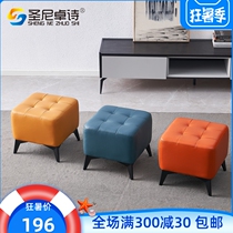 Living room sofa stool leather stool Home doorway Shoes Stool Living-room Genuine Leather Small Stool Footrest Stool Makeup Short Stool Whole Dress