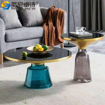 Light and luxurious round metal corner Several Nordic glass bell Bell Tea Table Living Room Personality Creativity Modern Minima Sofa Side a few