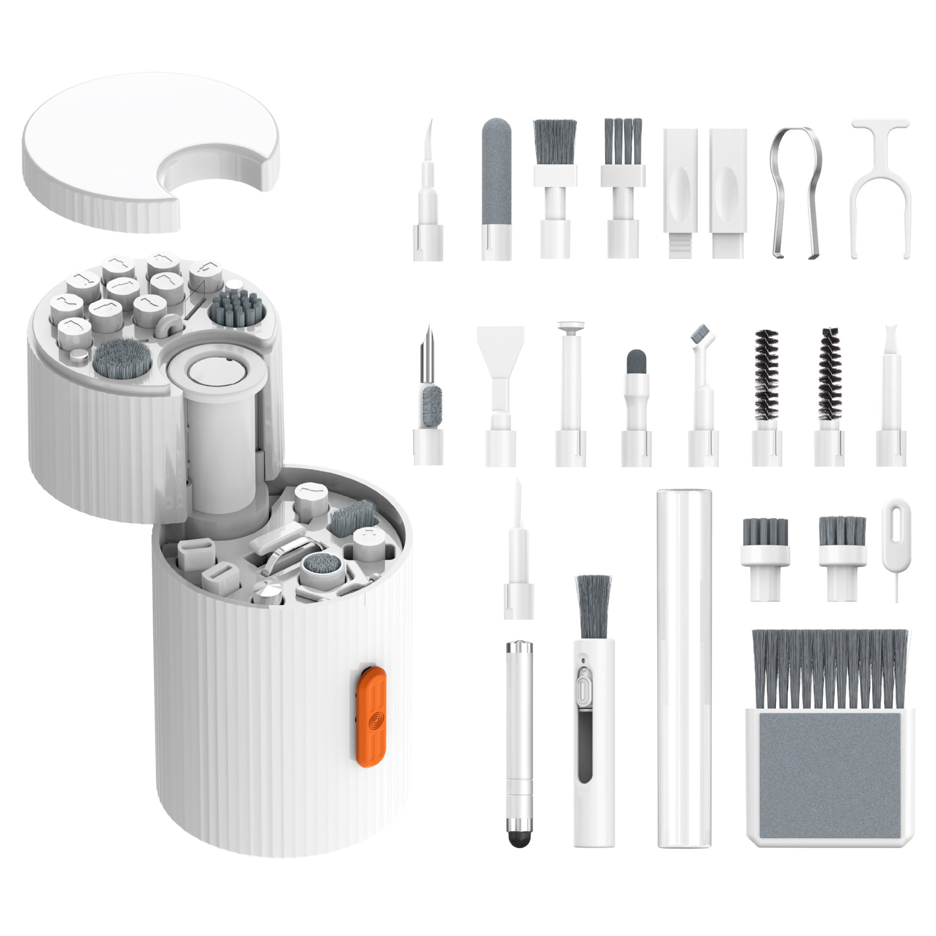 Magnetic Multifunctional Cleaning Kit for Computer Keyboards, Mobile Phones, Laptop Screens, Camera Lens Cleaning Fluid, Charging Port Dust Removal, Earphone Cleaning, Earpiece Speaker Hole, Tail Plug Tool Gadget