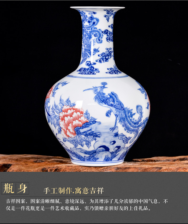 Jingdezhen blue and white ceramics hand - made vases furnishing articles household decorates sitting room rich ancient frame TV ark, craft gift