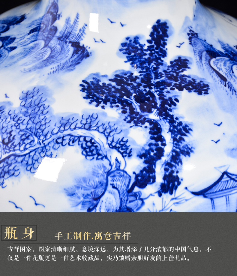 Jingdezhen ceramics hand - made of blue and white porcelain vase furnishing articles of new Chinese style living room home TV ark adornment arranging flowers