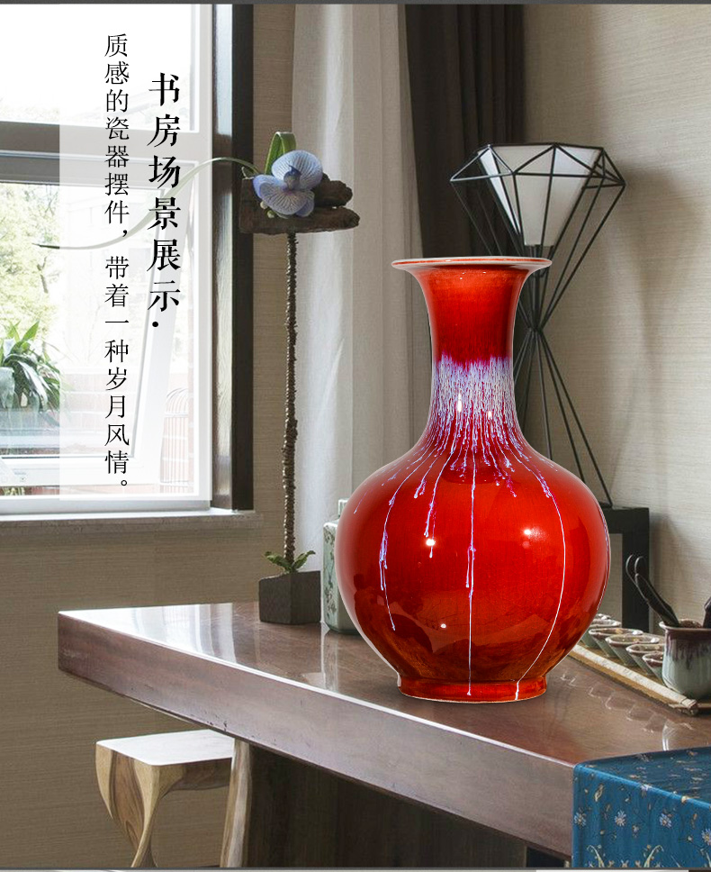 Jingdezhen ceramics up with ruby red insert decorative vase sitting room of Chinese style household crafts are rich ancient frame collection