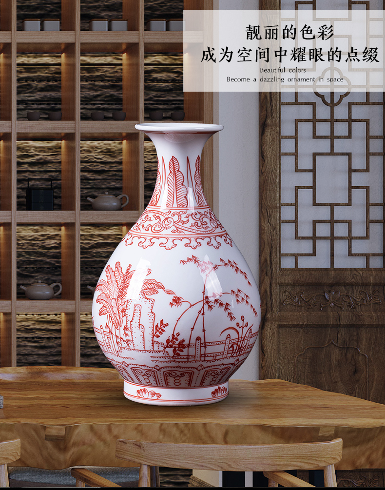 Jingdezhen ceramic antique bound branch lotus youligong vase Chinese style living room home decoration collection of TV ark, furnishing articles