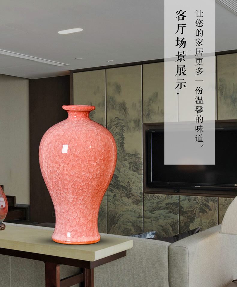 Jingdezhen ceramics borneol crack flower arranging place new Chinese vase decorated living room TV ark, crafts