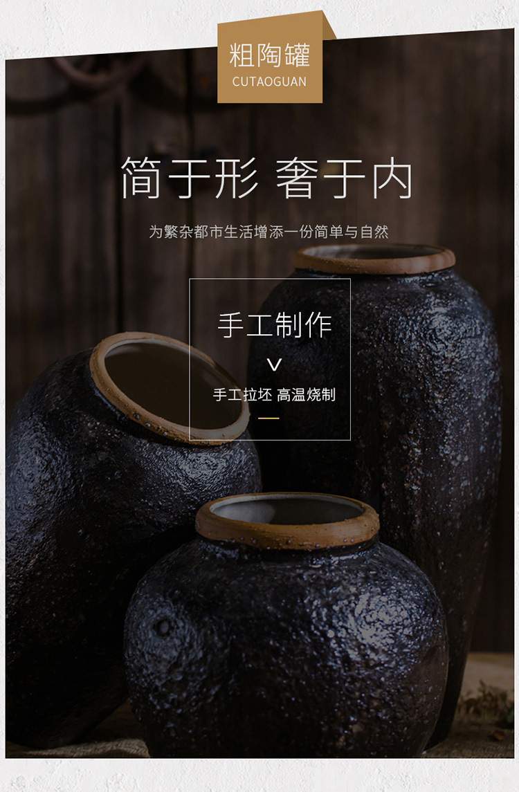 Checking out ceramic vase restoring ancient ways is the sitting room put thick some ceramic pot of black soil TaoHua, decorative flower POTS do old