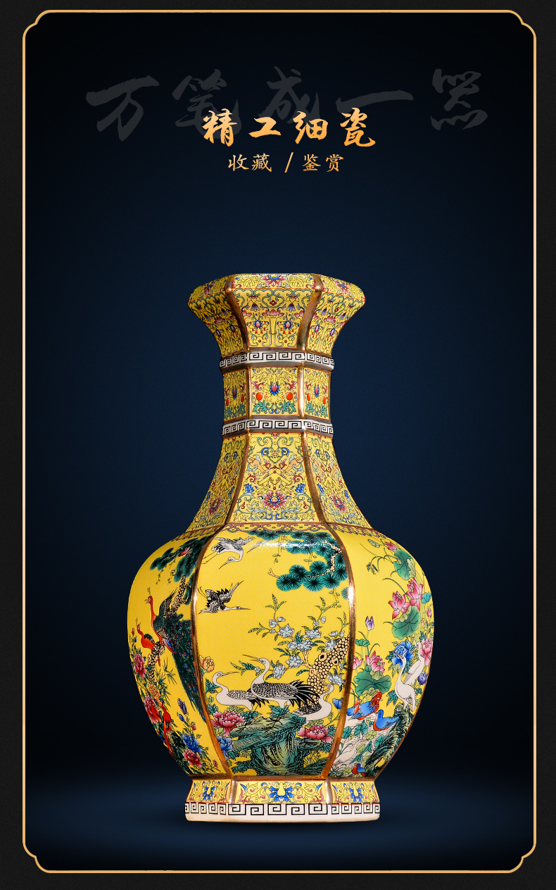 Jingdezhen ceramics vase flower arranging furnishing articles archaize sitting room of Chinese style large pastel TV ark, rich ancient frame of the study