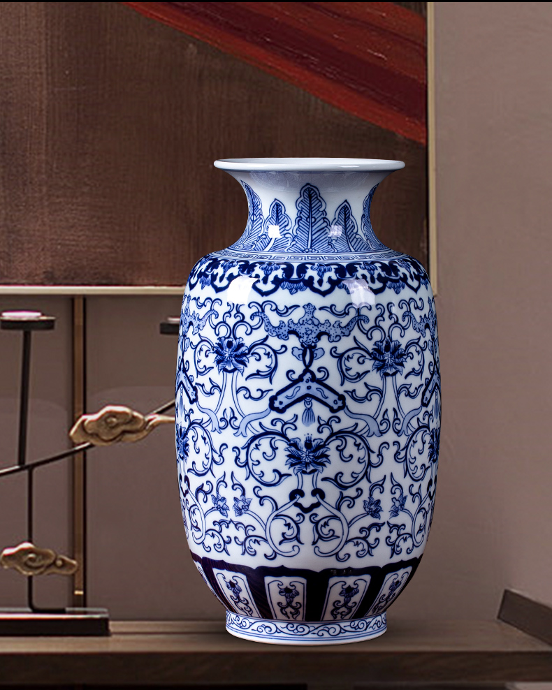 Jingdezhen ceramic blue ferro, flower arranging, the sitting room porch place vase household wine collection gifts crafts