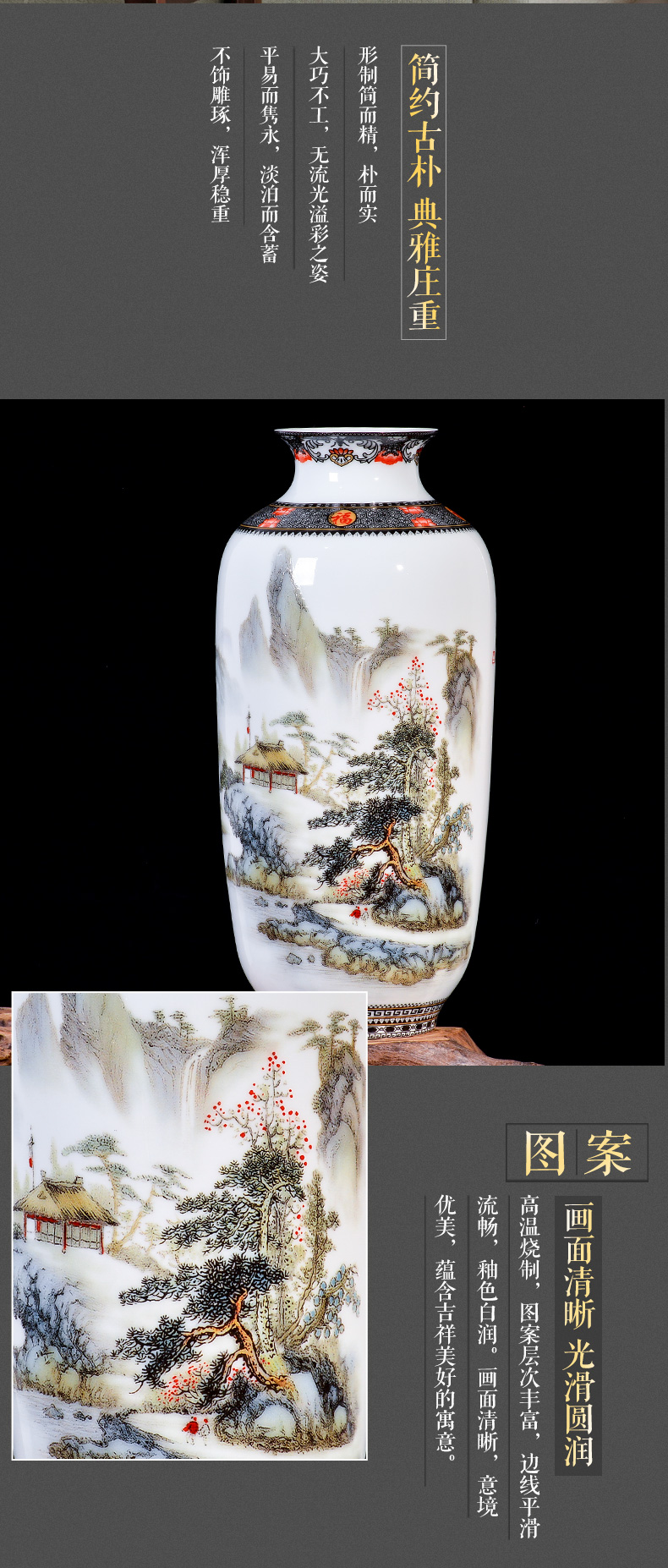 Jingdezhen ceramic pastel landscape dried flower arranging flowers sitting room place, a new Chinese TV ark, wine porch decoration