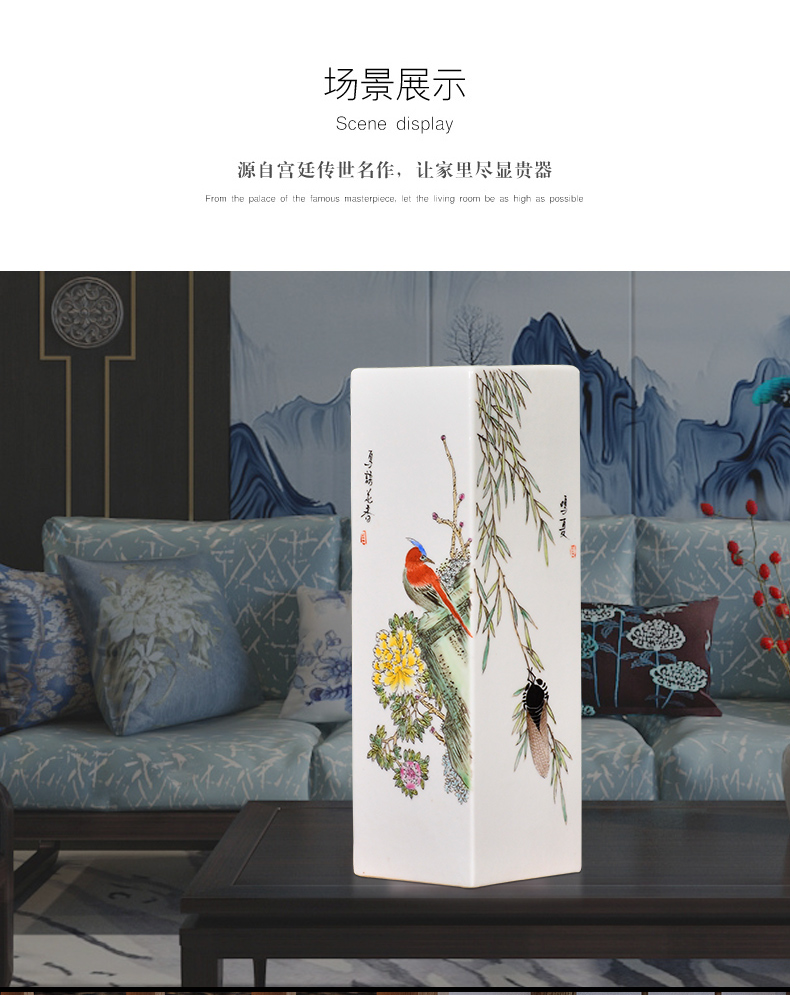 Jingdezhen ceramics square vase furnishing articles by hand - made with Chinese style living room home decoration collection gifts