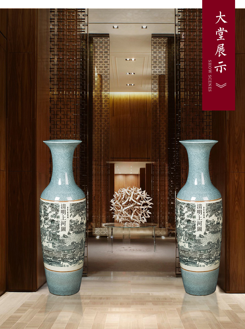 Jingdezhen ceramic archaize crack extra large size vase furnishing articles sitting room ground TV ark of new Chinese style hotel