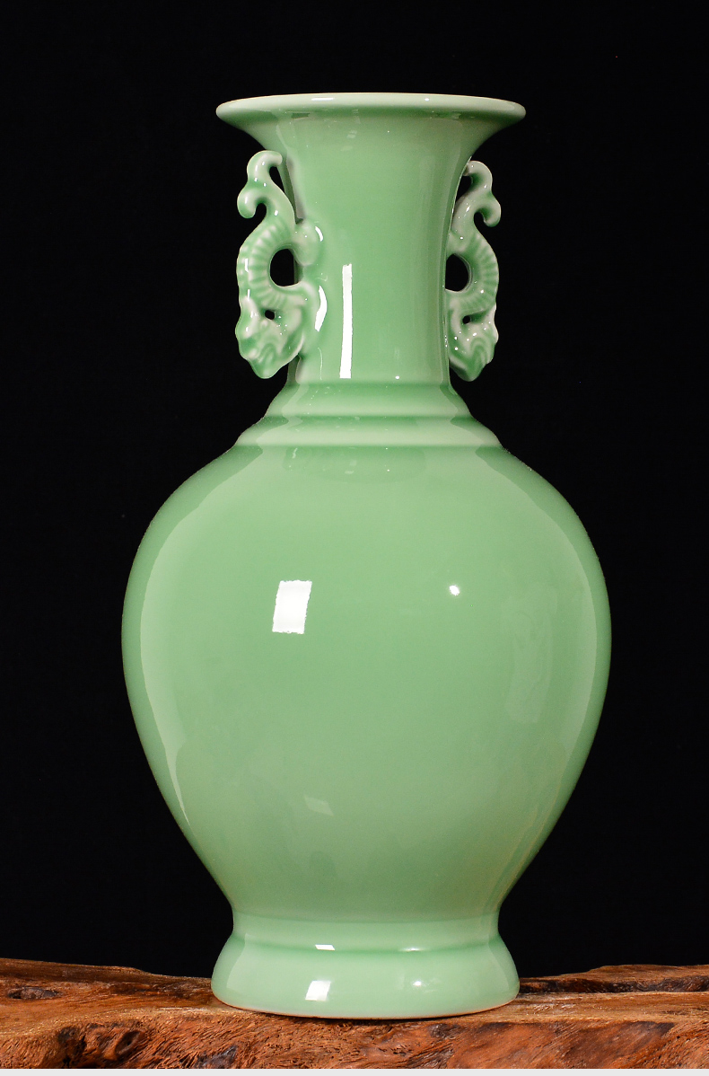Jingdezhen ceramics archaize shadow blue glaze flower arranging ears vase Chinese style living room TV ark adornment furnishing articles