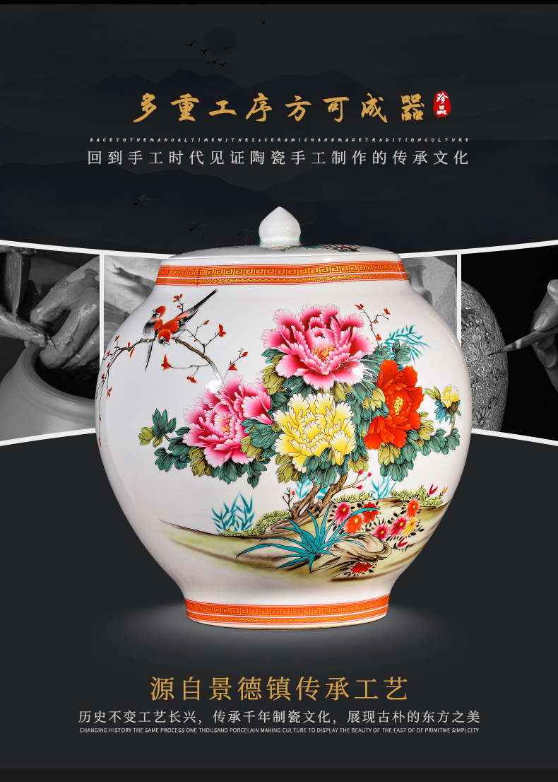 Jingdezhen ceramic blooming flowers vase furnishing articles household act the role ofing is tasted the new Chinese style living room TV cabinet storage tank process