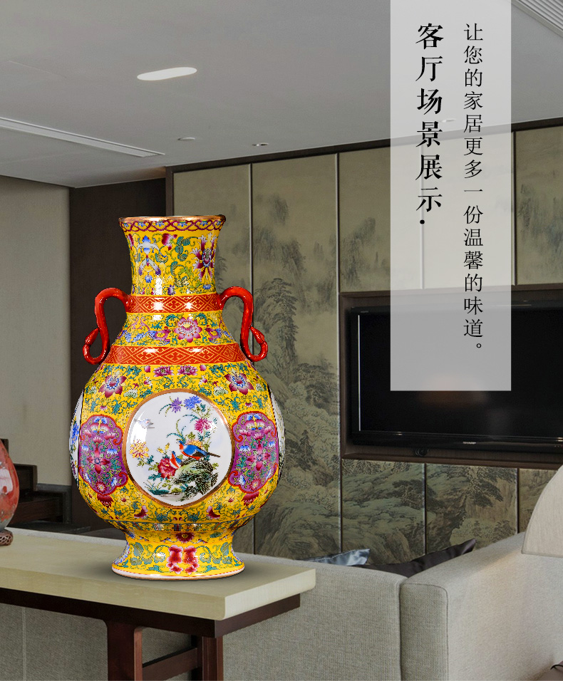 Jingdezhen ceramic antique ears enamel vase Chinese rich ancient frame TV ark, decoration crafts are sitting room