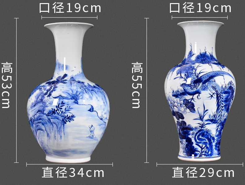 Jingdezhen ceramics hand - made of blue and white porcelain vase furnishing articles of new Chinese style living room home TV ark adornment arranging flowers