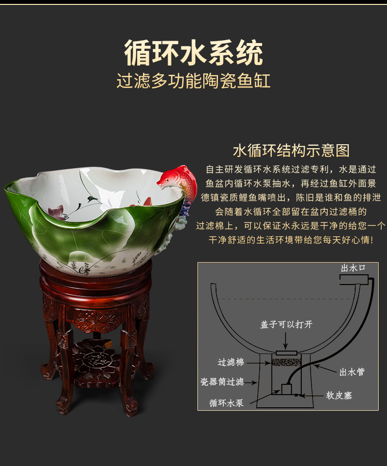 Jingdezhen ceramic aquarium household goldfish bowl sitting room balcony office furnishing articles courtyard water vats fish bowl