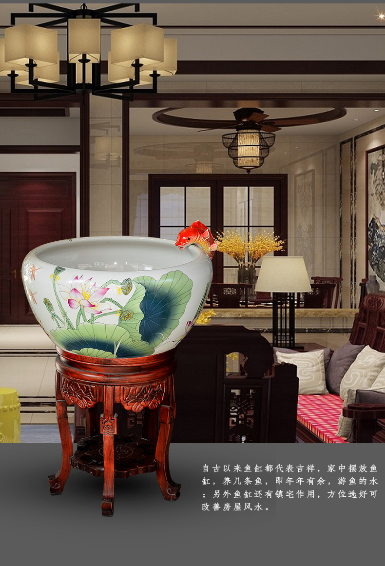 Jingdezhen ceramic fish tank is big sitting room ground large domestic hotel company brocade carp fish tank aquarium water