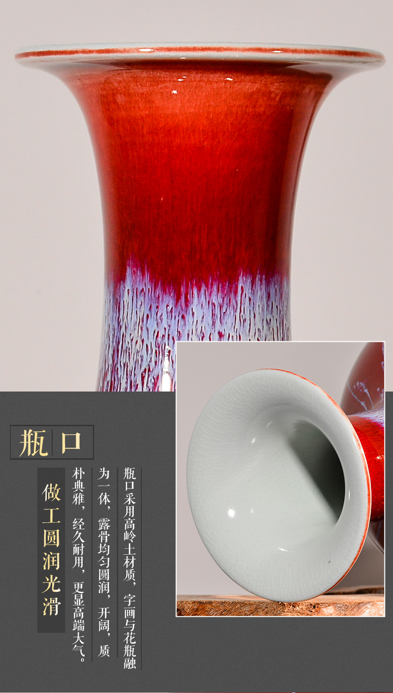 Jingdezhen ceramics up with ruby red insert decorative vase sitting room of Chinese style household crafts are rich ancient frame collection