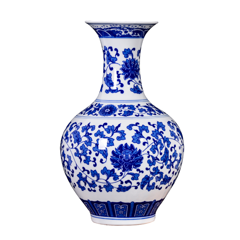 Jingdezhen blue and white porcelain vases, flower arranging furnishing articles archaize sitting room of Chinese style household ceramics rich ancient frame ornaments