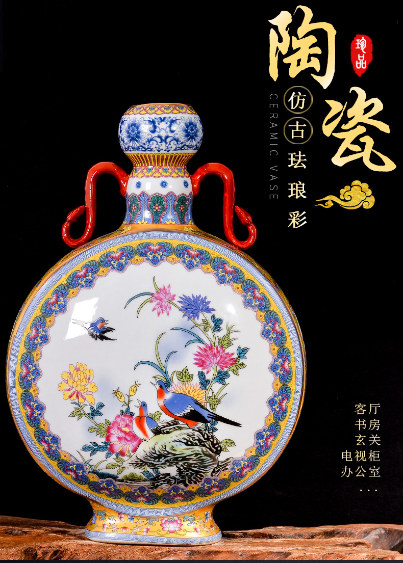 Jingdezhen ceramics vase archaize colored enamel flower arranging Chinese rich ancient frame decorate the sitting room porch place restoring ancient ways