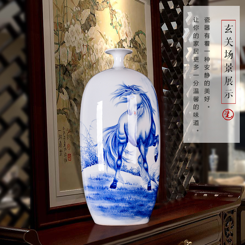 The Master of jingdezhen blue and white success hand - made ceramic vases, new Chinese style to decorate the living room a study place with a gift