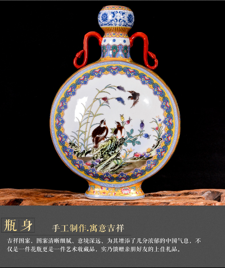 Jingdezhen ceramics vase archaize colored enamel flower arranging Chinese rich ancient frame decorate the sitting room porch place restoring ancient ways