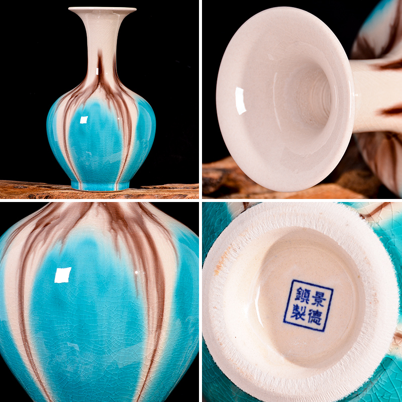 Jingdezhen ceramic up crack borneol blue vase creative home TV ark, the sitting room porch handicraft furnishing articles
