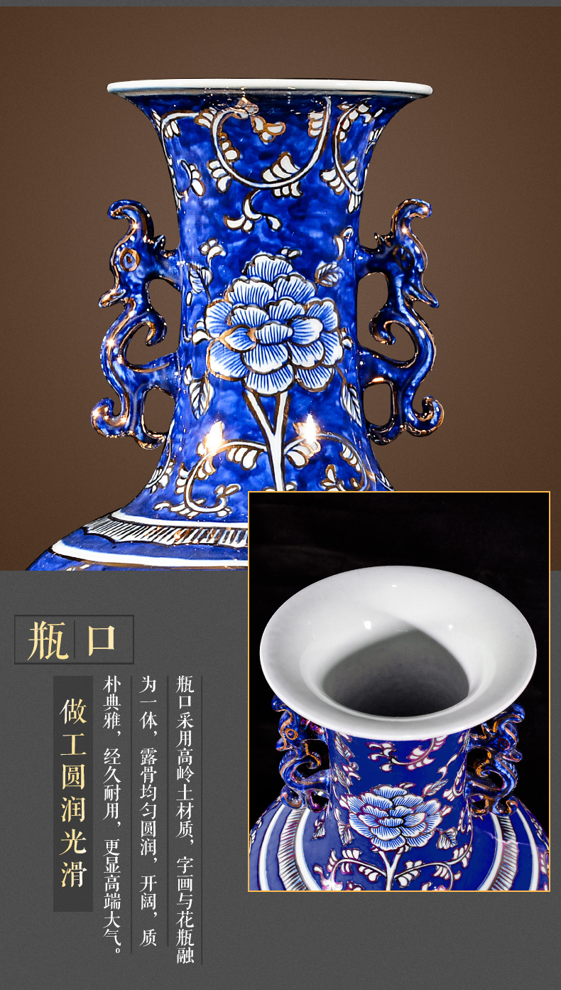 The Master of jingdezhen ceramic vase hand - made paint new Chinese style living room decoration office furnishing articles porcelain arts and crafts